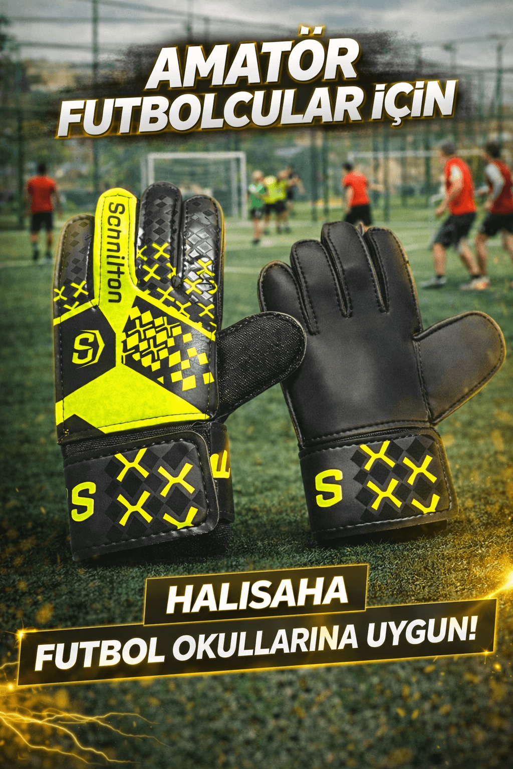 Kaleci Eldiveni | Kaymaz Avuç İçi Bilek Destekli | Çocuk ve Yetişkin