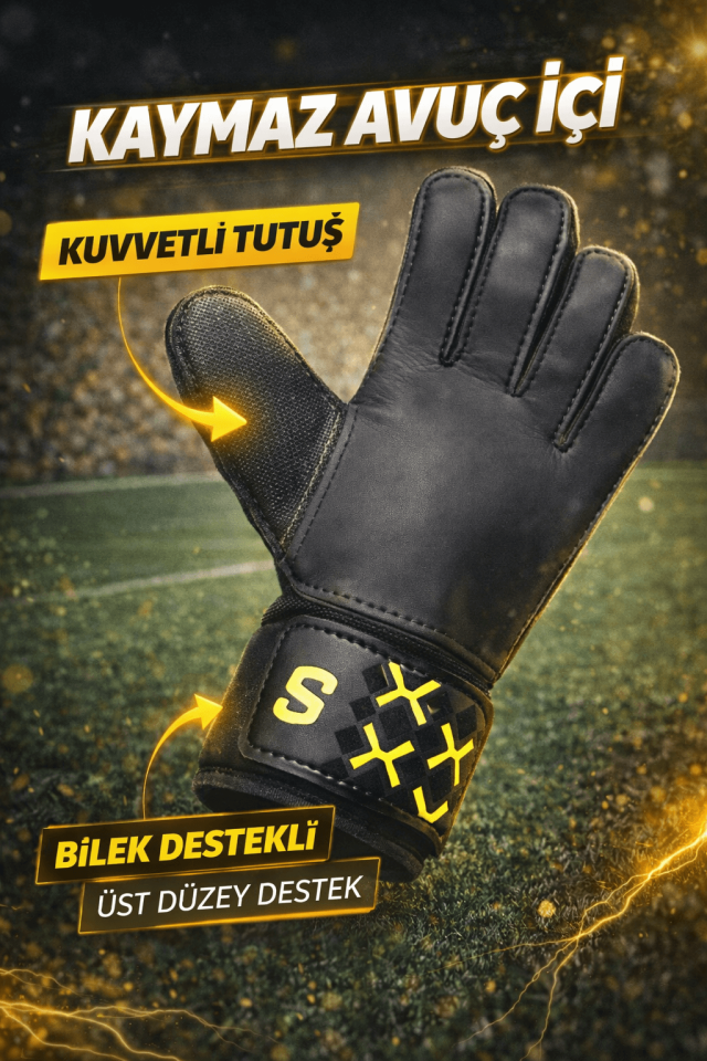 Kaleci Eldiveni | Kaymaz Avuç İçi Bilek Destekli | Çocuk ve Yetişkin