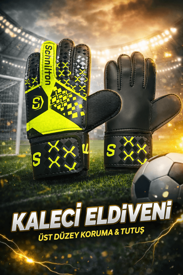 Kaleci Eldiveni | Kaymaz Avuç İçi Bilek Destekli | Çocuk ve Yetişkin
