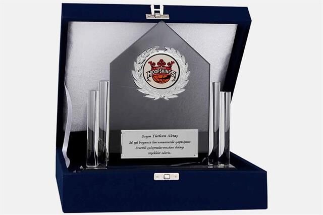 Bayspor M126 Kadife Kutulu Kristal Plaket 23 cm