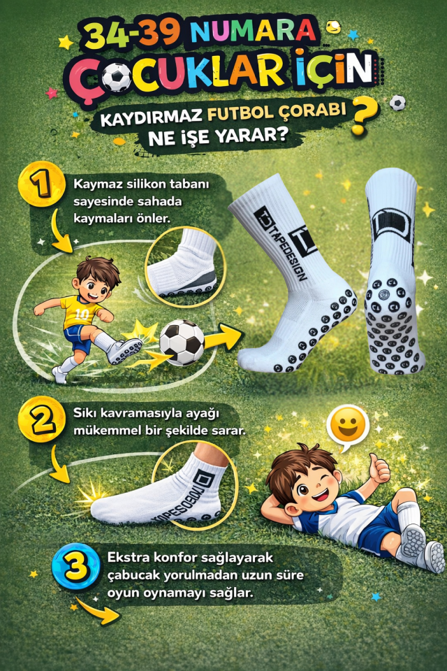 Kaydırmaz Tabanlı Çocuk Çorabı – Silikonlu, Güvenli Yürüyüş ve Oyun Çorabı