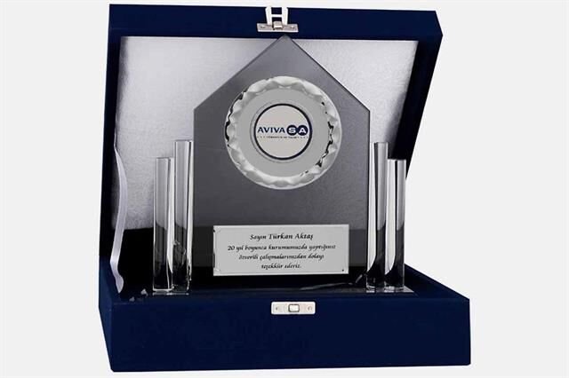Bayspor M132 Kadife Kutulu Kristal Plaket 23 cm