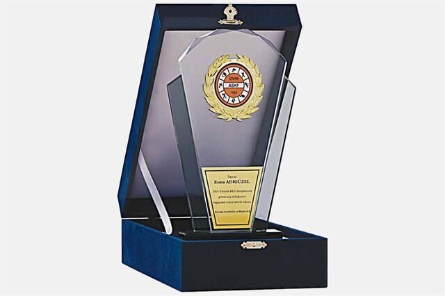 M136 Kadife Kutulu Kristal Plaket 26 cm