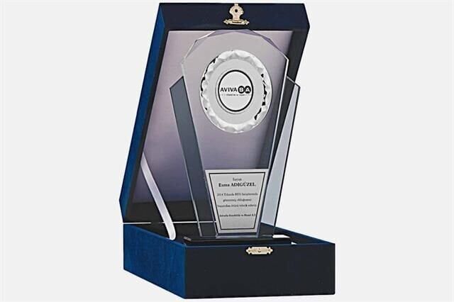 M144 Kadife Kutulu Kristal Plaket 26 cm