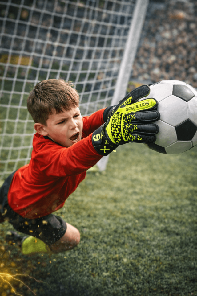 Kaleci Seti 3’lü – Bileklikli Kaleci Eldiveni, EVA Mini Tekmelik ve Uzun Konç Futbol Çorabı (Hediyeli)