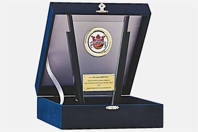 M154 Kadife Kutulu Kristal Plaket 23 cm