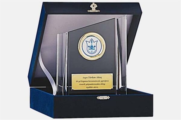 Bayspor M166 Kadife Kutulu Kristal Plaket 23 cm