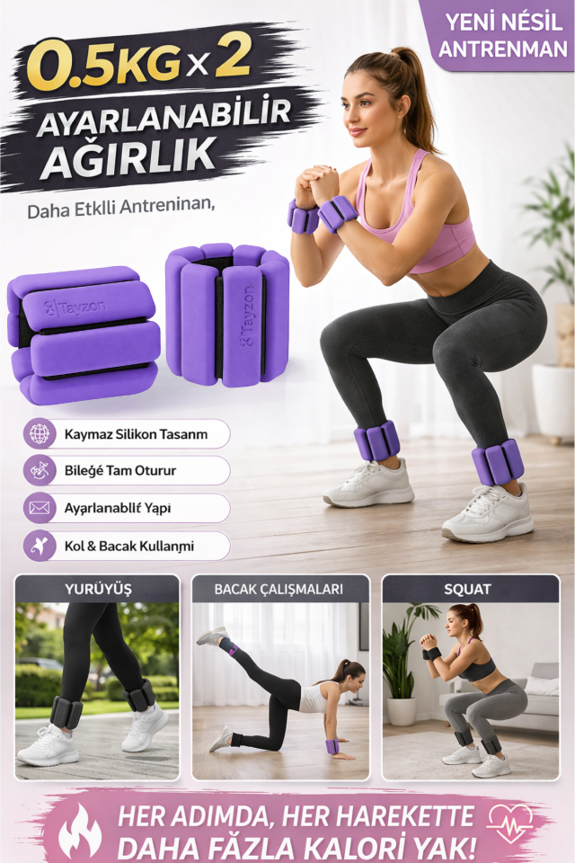 Pro Seri El Ayak Ayarlanabilir Silikon Ağırlık Bileklikleri 2 x 0,500 kg