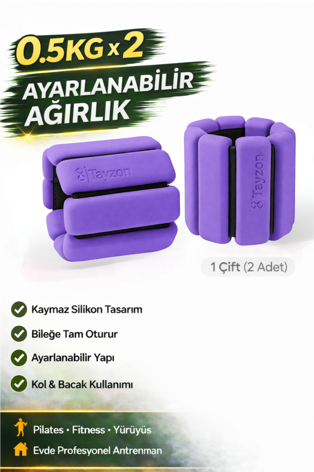 Pro Seri El Ayak Ayarlanabilir Silikon Ağırlık Bileklikleri 2 x 0,500 kg