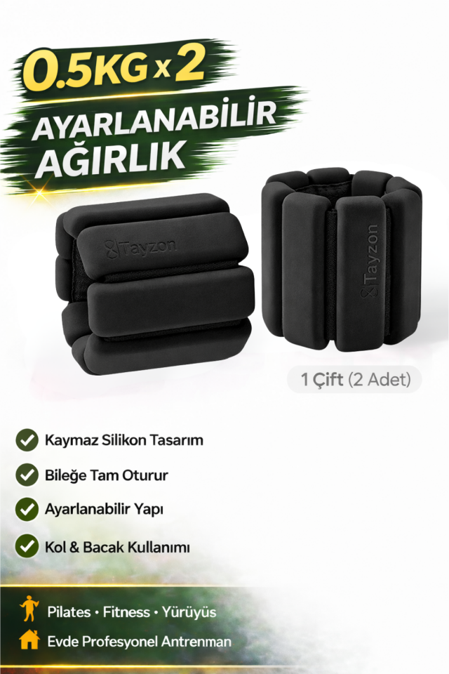 Pro Seri El Ayak Ayarlanabilir Silikon Ağırlık Bileklikleri 2 x 0,500 kg