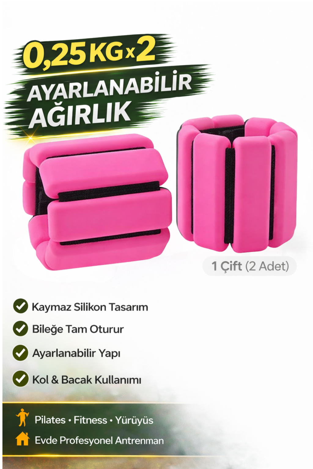 Pro Seri El Ayak Ayarlanabilir Silikon Ağırlık Bileklikleri 2 x 250 Gr