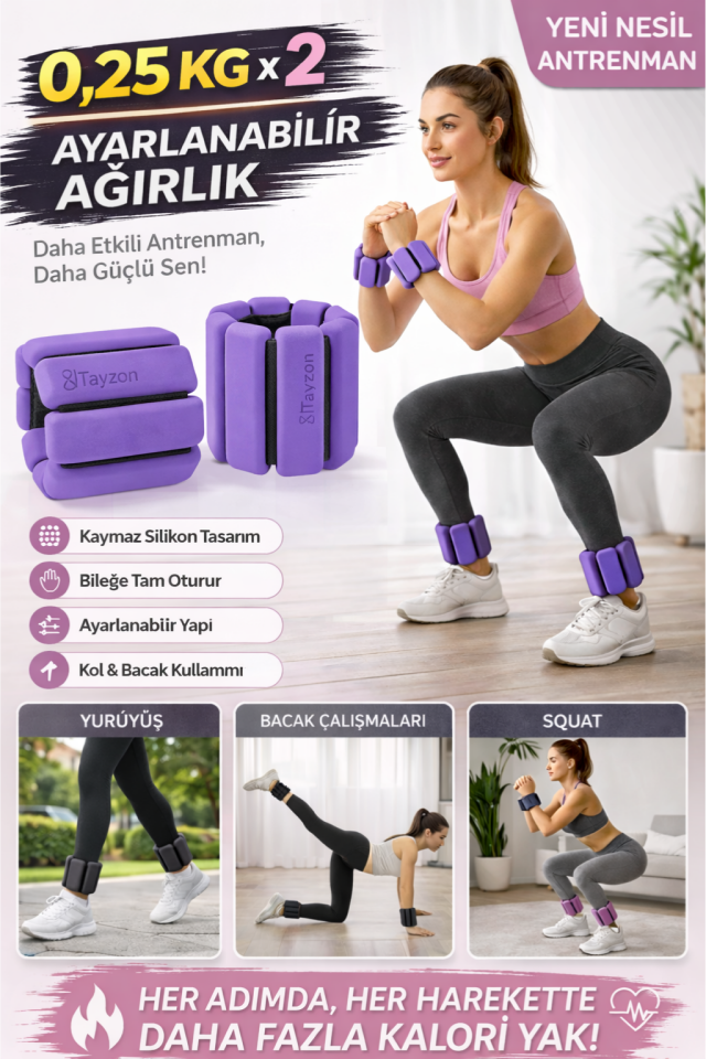 Pro Seri El Ayak Ayarlanabilir Silikon Ağırlık Bileklikleri 2 x 250 Gr