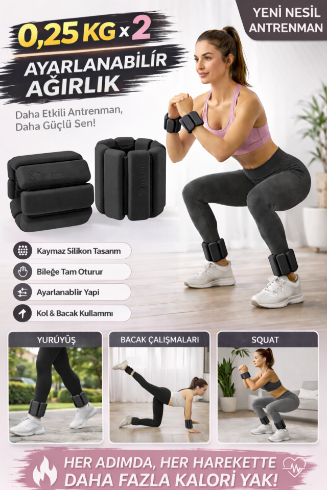 Pro Seri El Ayak Ayarlanabilir Silikon Ağırlık Bileklikleri 2 x 250 Gr