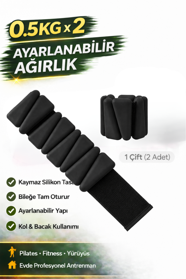 Pro Seri  Üçgen El Ayak Ayarlanabilir Silikon Ağırlık Bileklikleri 2 x 500 Gr