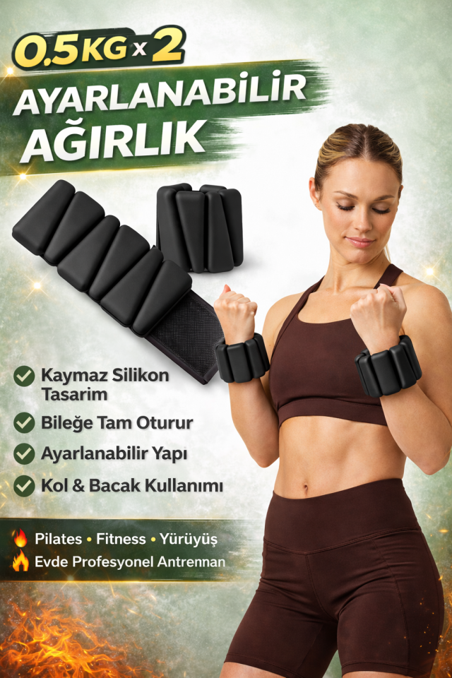Pro Seri  Üçgen El Ayak Ayarlanabilir Silikon Ağırlık Bileklikleri 2 x 500 Gr