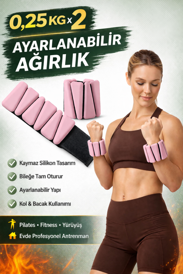 Pro Seri  Üçgen El Ayak Ayarlanabilir Slikon Ağırlık Bileklikleri 2 x 250 kg