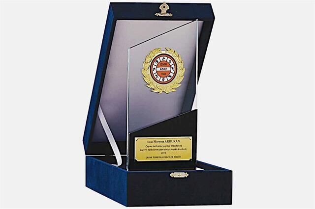 M208 Kadife Kutulu Kristal Plaket 26 cm