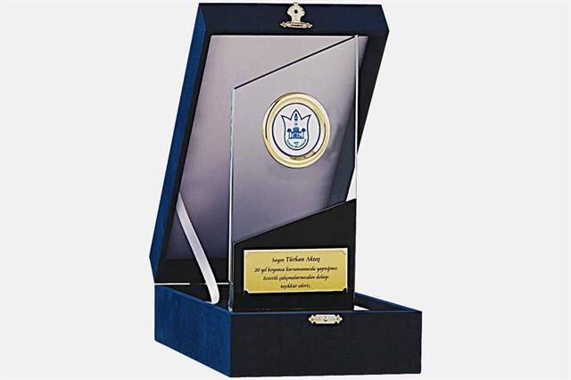 Bayspor M214 Kadife Kutulu Kristal Plaket 26 cm