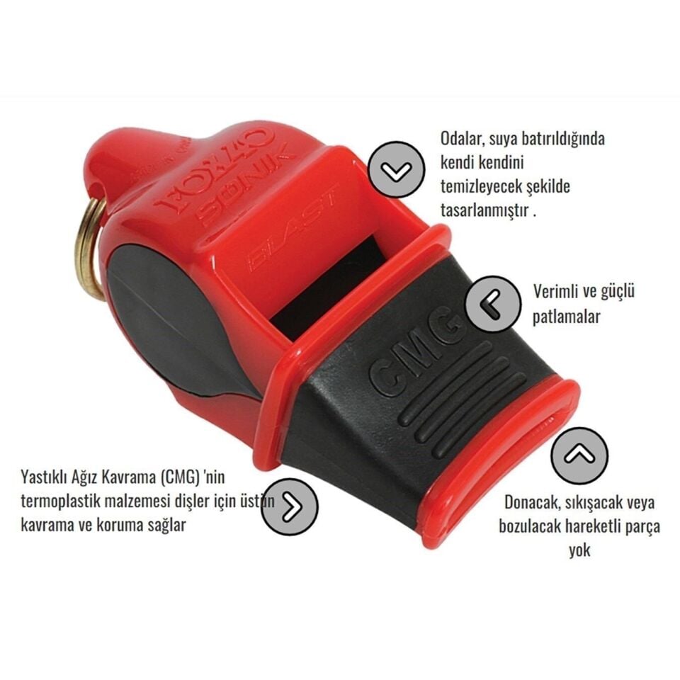 Sonik Blast CMG İpli Düdük Beyaz Kırmızı